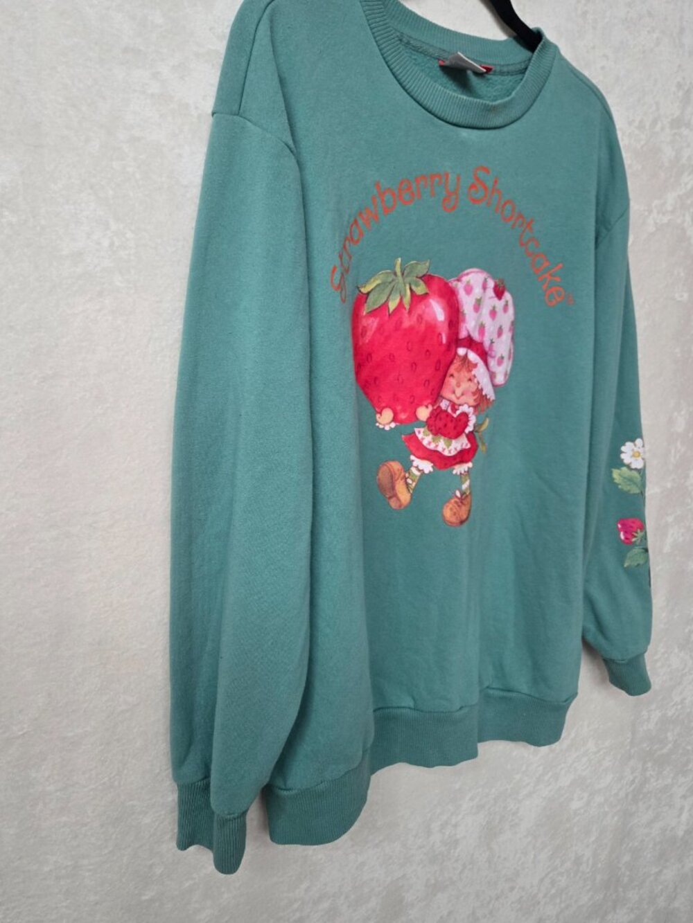 Strawberry Shortcake Retro Sage Green Oversized Graphic Crewneck Sweatshirt XL - Picture 4 of 11